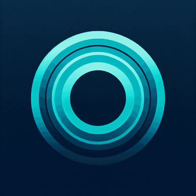 An icon of A single solid teal circle centered on a dark navy background, one thin concentr