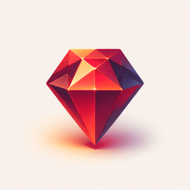 An icon of red gem, polished gradient cartoony icon, white background
