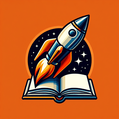 An icon of a rocket pen going to a book