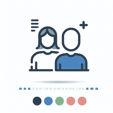 An icon of very minimal outline icon of two people, outline color 761E0BBD