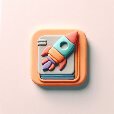 An icon of a rocket pen going to a book