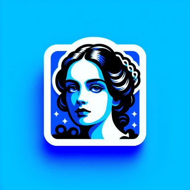 An icon of Beautiful woman's face of London in the 1850 like Ada Lovelace. Use one color