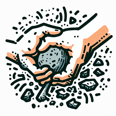An icon of two hands crumbling a chunk of dough into smaller pieces