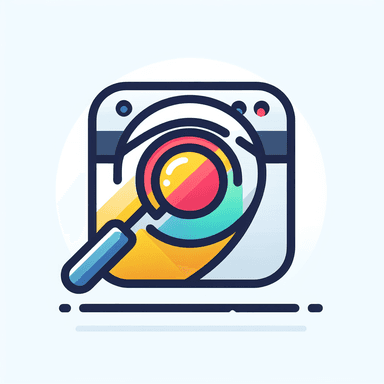 An icon of magnifying glass over website