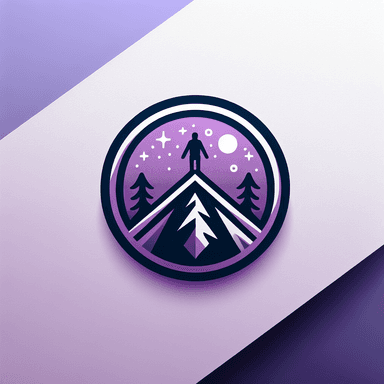 An icon of person on mountaintop badge