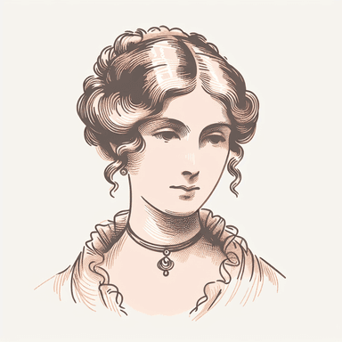 An icon of An elegant woman's face of London in the 1850 like Ada Lovelace