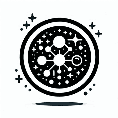 An icon of INOVACION EN MATERIALES, ROUND, BLACK, NO TEXT