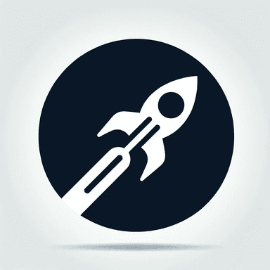 An icon of rocket flying diagonally up to the right, clean