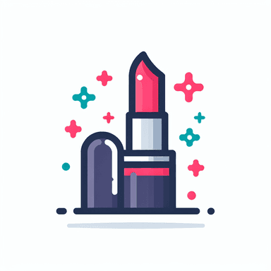 An icon of lipstick, using only one or two colors, playful, simple, transparent background