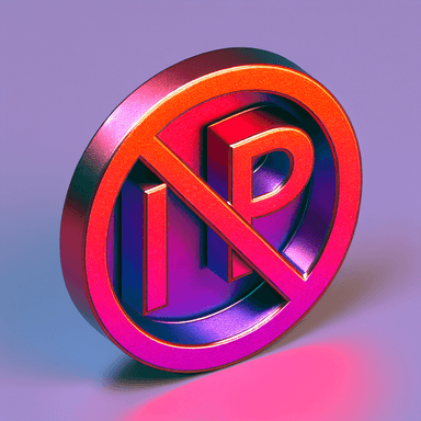 An icon of no public ip icon, red border circle with a line crossing over "Public IP"