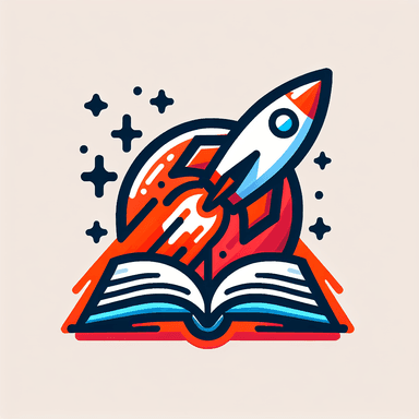 An icon of fast open book rocket 