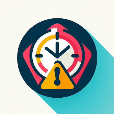 An icon of a clock with a warning