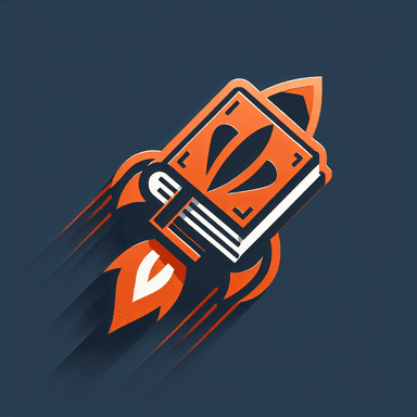 An icon of a book with rocket shape fast 