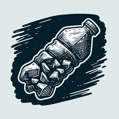 An icon of crushed plastic bottle