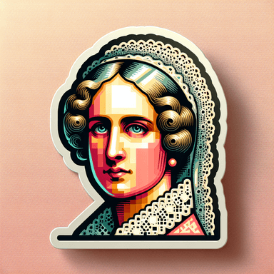 An icon of An elegant woman's face of London in the 1850 like Ada Lovelace