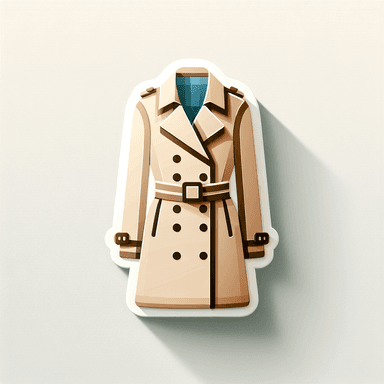 An icon of Elegant beige trench coat with a waist belt and classic lapels