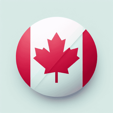 An icon of CANADA FLAG, ROUND, TRUE COLORS