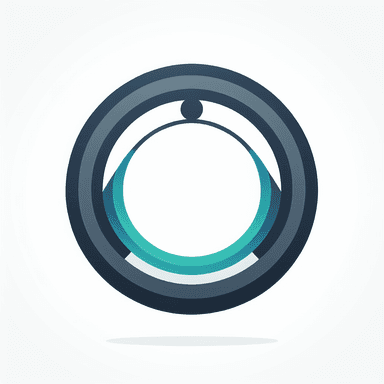 An icon of Thin teal ring with small dot inside, solid dark navy, no 3D, geometric