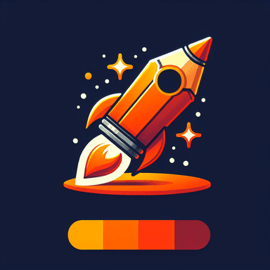 An icon of a pencil with rocket shape 