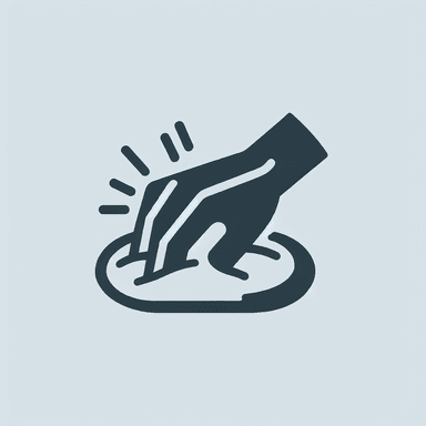 An icon of hand pressing down on a piece of dough